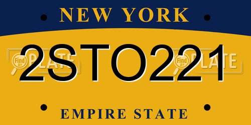 2STO221 New York License Plate