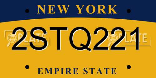 2STQ221 New York License Plate