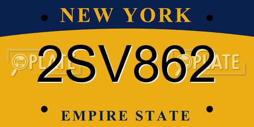 2SV862 New York License Plate