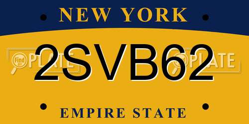 2SVB62 New York License Plate