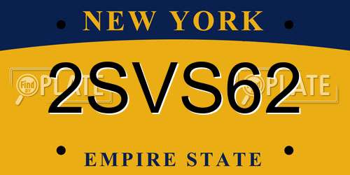 2SVS62 New York License Plate