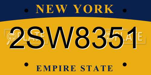 2SW8351 New York License Plate