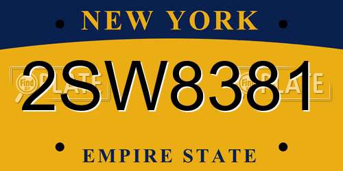 2SW8381 New York License Plate