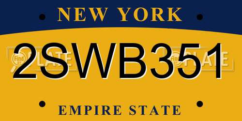 2SWB351 New York License Plate