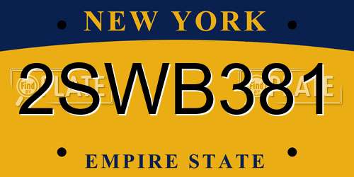 2SWB381 New York License Plate