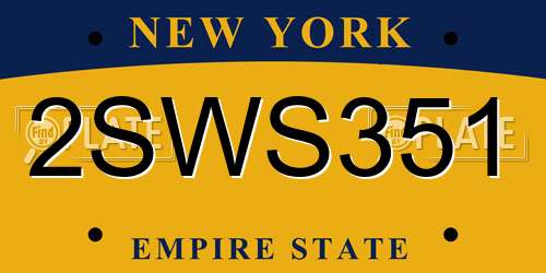 2SWS351 New York License Plate