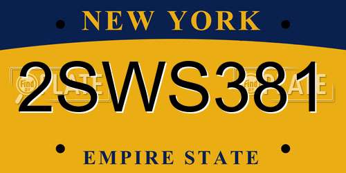 2SWS381 New York License Plate