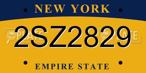 2SZ2829 New York License Plate