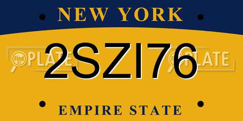 2SZI76 New York License Plate