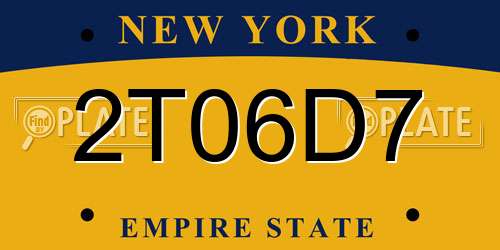 2T06D7 New York License Plate