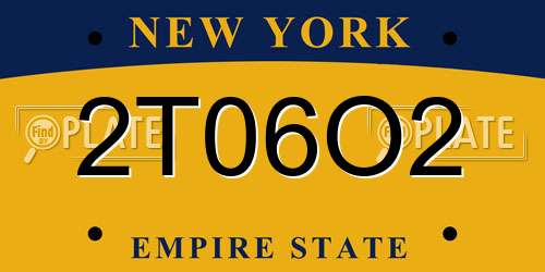 2T06O2 New York License Plate