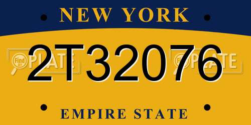 2T32076 New York License Plate