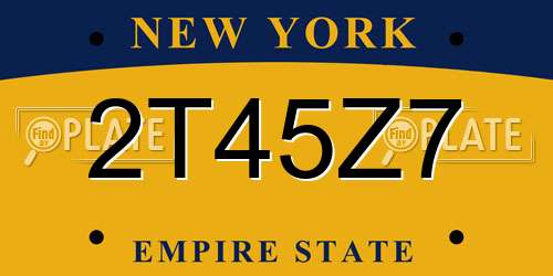 2T45Z7 New York License Plate