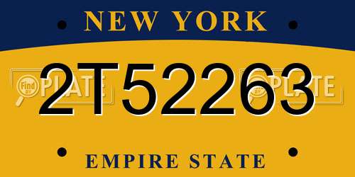 2T52263 New York License Plate