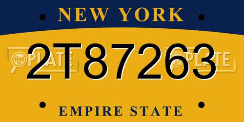 2T87263 New York License Plate