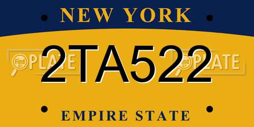 2TA522 New York License Plate