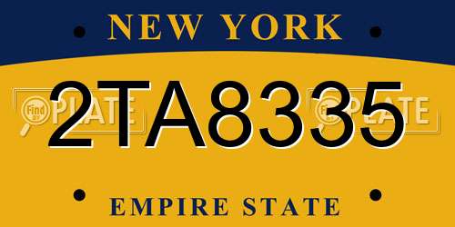 2TA8335 New York License Plate
