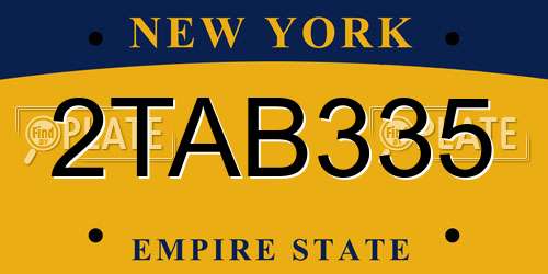 2TAB335 New York License Plate