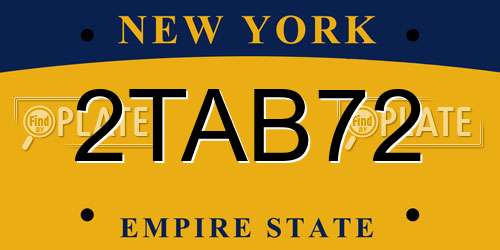 2TAB72 New York License Plate