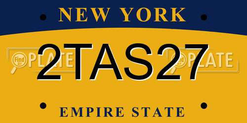 2TAS27 New York License Plate
