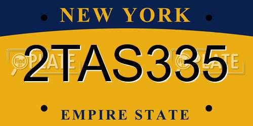 2TAS335 New York License Plate