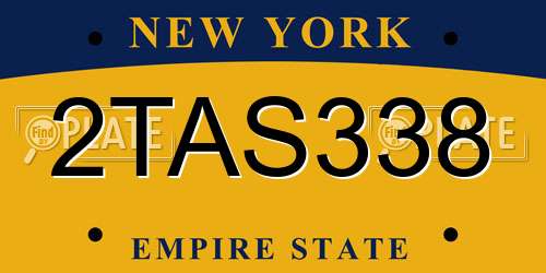 2TAS338 New York License Plate