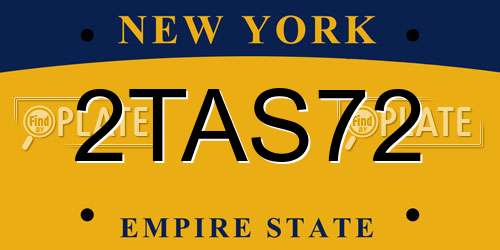 2TAS72 New York License Plate