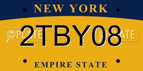 2TBY08 New York License Plate