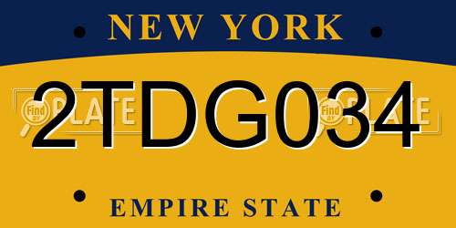 2TDG034 New York License Plate