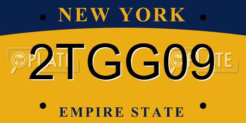 2TGG09 New York License Plate