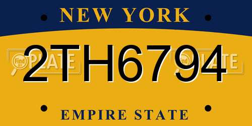 2TH6794 New York License Plate