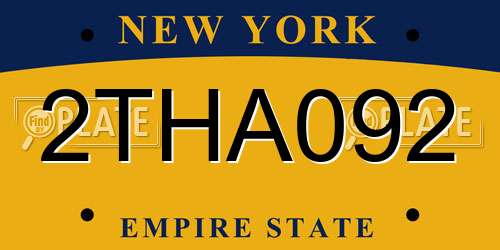 2THA092 New York License Plate