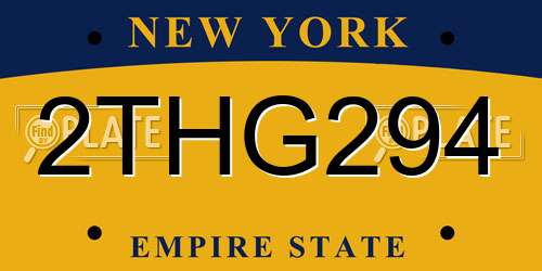 2THG294 New York License Plate