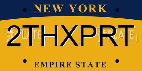 2THXPRT New York License Plate