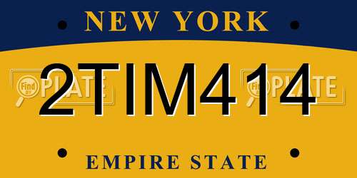 2TIM414 New York License Plate