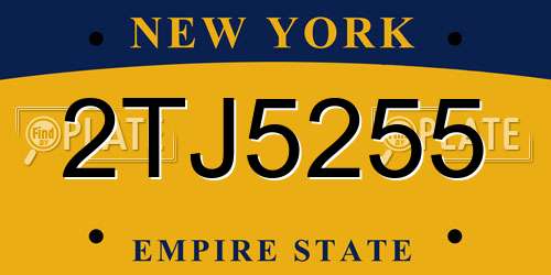 2TJ5255 New York License Plate