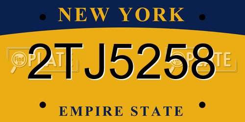 2TJ5258 New York License Plate