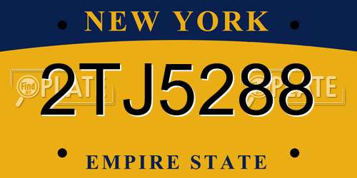 2TJ5288 New York License Plate