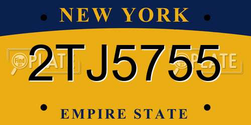 2TJ5755 New York License Plate