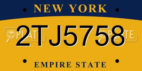 2TJ5758 New York License Plate