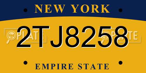2TJ8258 New York License Plate
