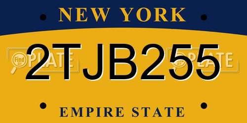 2TJB255 New York License Plate