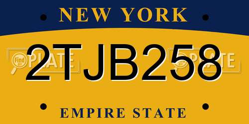 2TJB258 New York License Plate