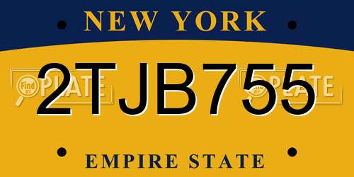 2TJB755 New York License Plate
