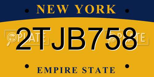 2TJB758 New York License Plate