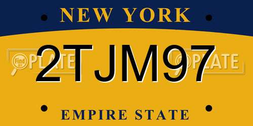 2TJM97 New York License Plate