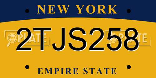 2TJS258 New York License Plate