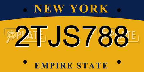 2TJS788 New York License Plate