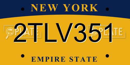 2TLV351 New York License Plate