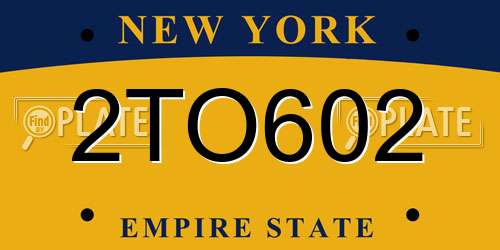 2TO602 New York License Plate
